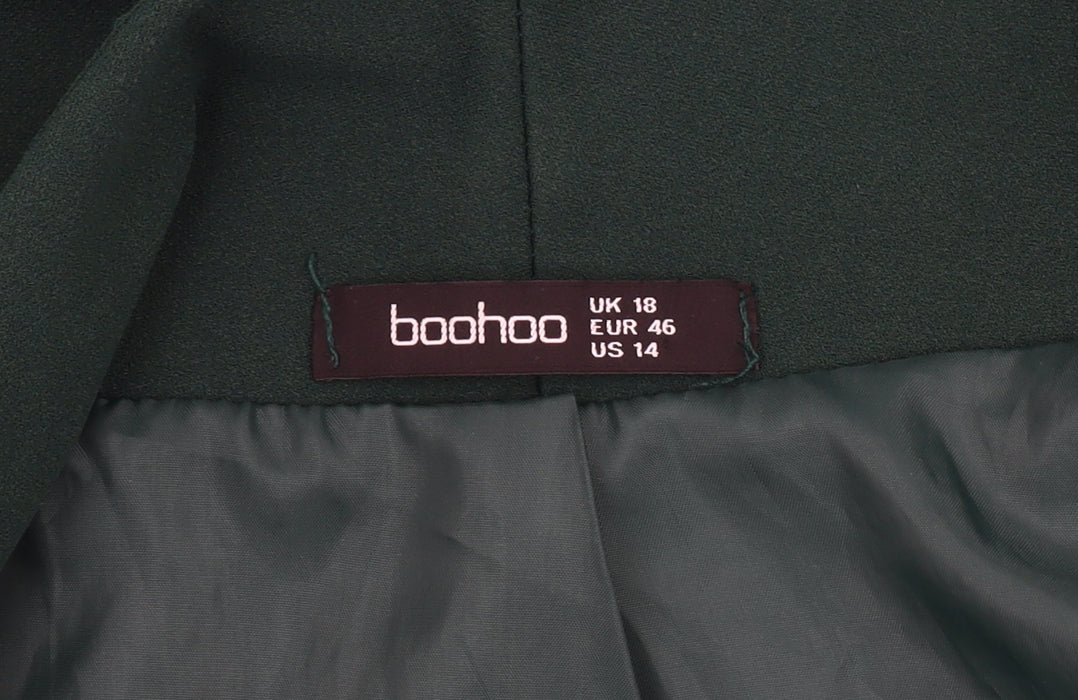 Boohoo Women's Green Blazer UK 18 Shawl Collar