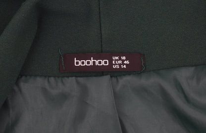 Boohoo Women's Green Blazer UK 18 Shawl Collar