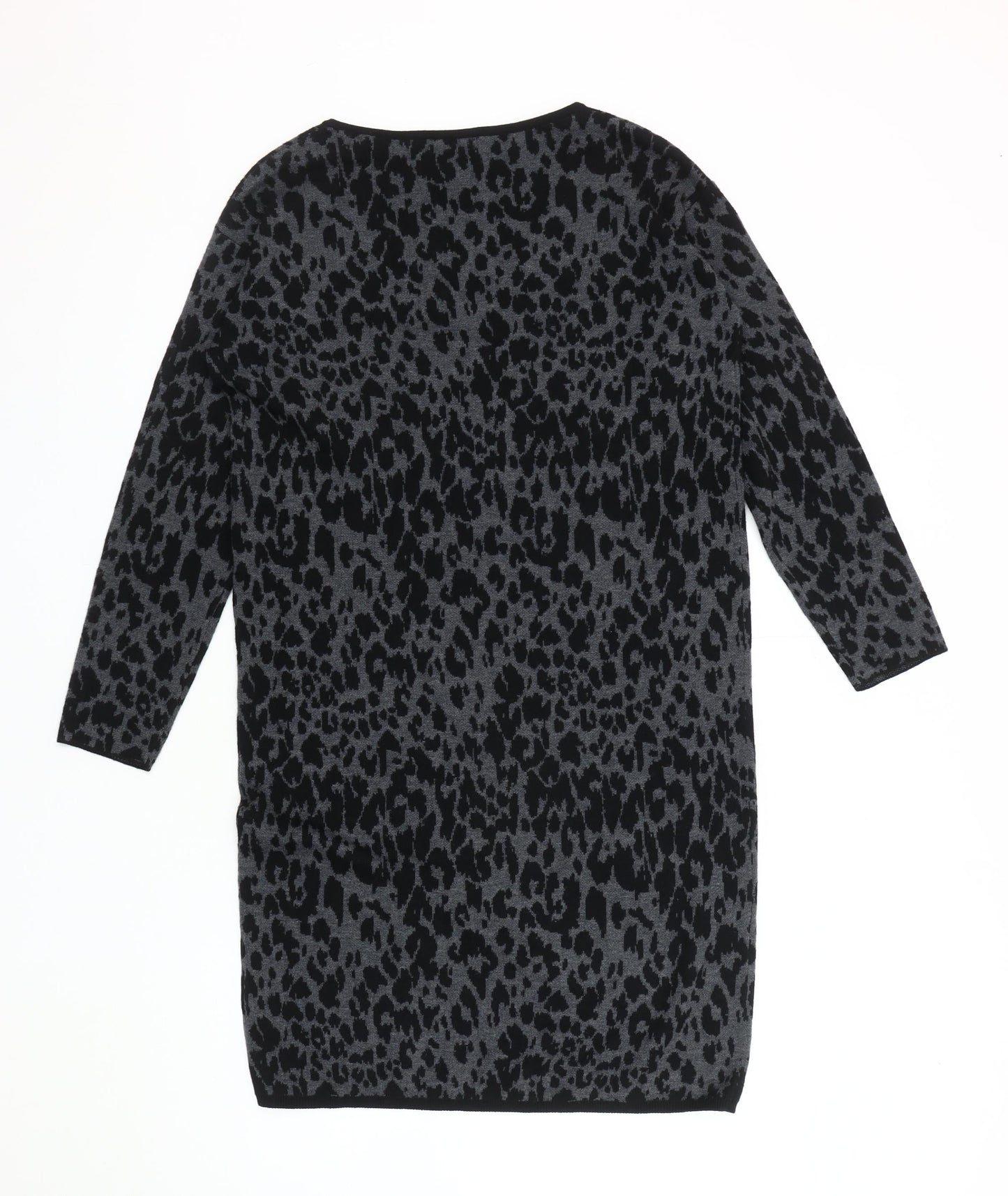 Monsoon Women's Black Grey Animal Print Knit Dress