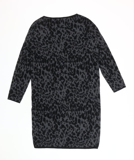 Monsoon Women's Black Grey Animal Print Knit Dress