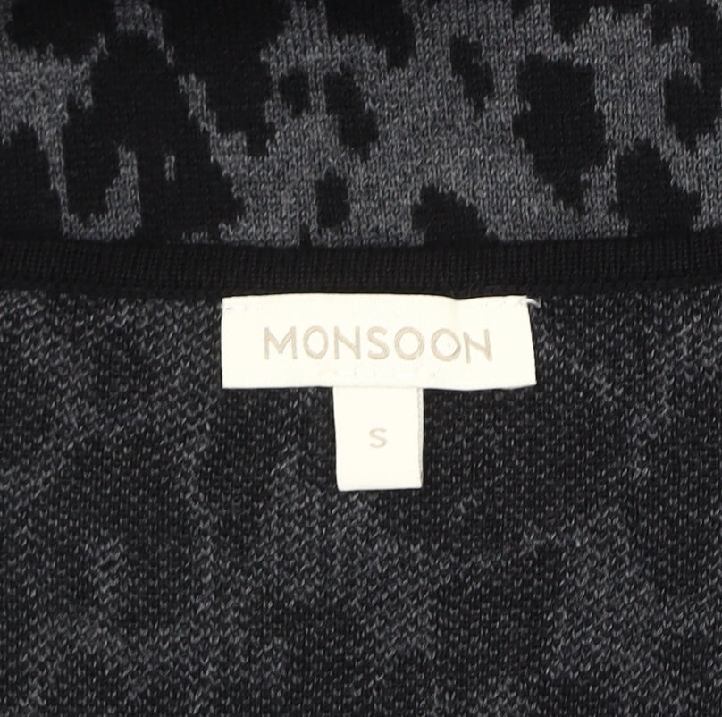 Monsoon Women's Black Grey Animal Print Knit Dress