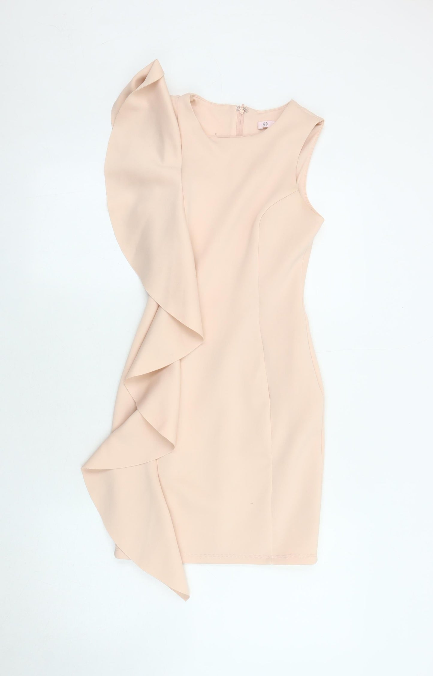 Miss Selfridge Petites Beige Bodycon Dress UK 4