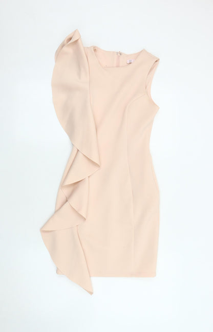 Miss Selfridge Petites Beige Bodycon Dress UK 4