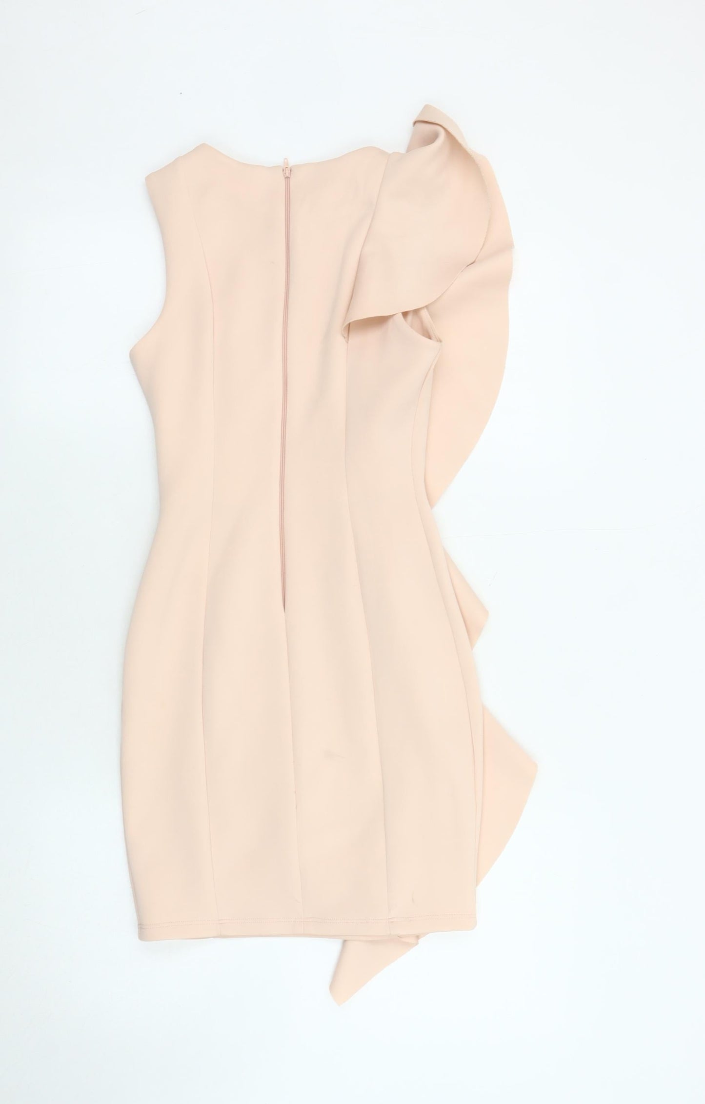 Miss Selfridge Petites Beige Bodycon Dress UK 4