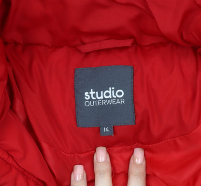 Womens UK Size 14 Studio Outerwear Red Puffer Jacket