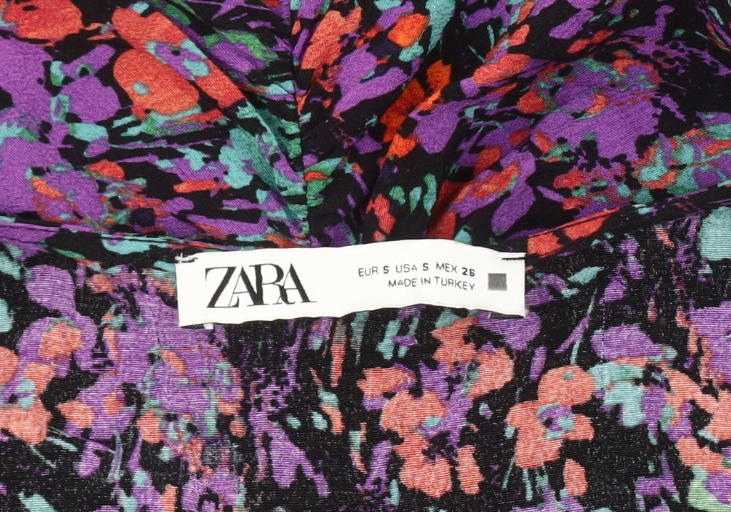 Zara Women's Multicoloured Floral Dress Size 8