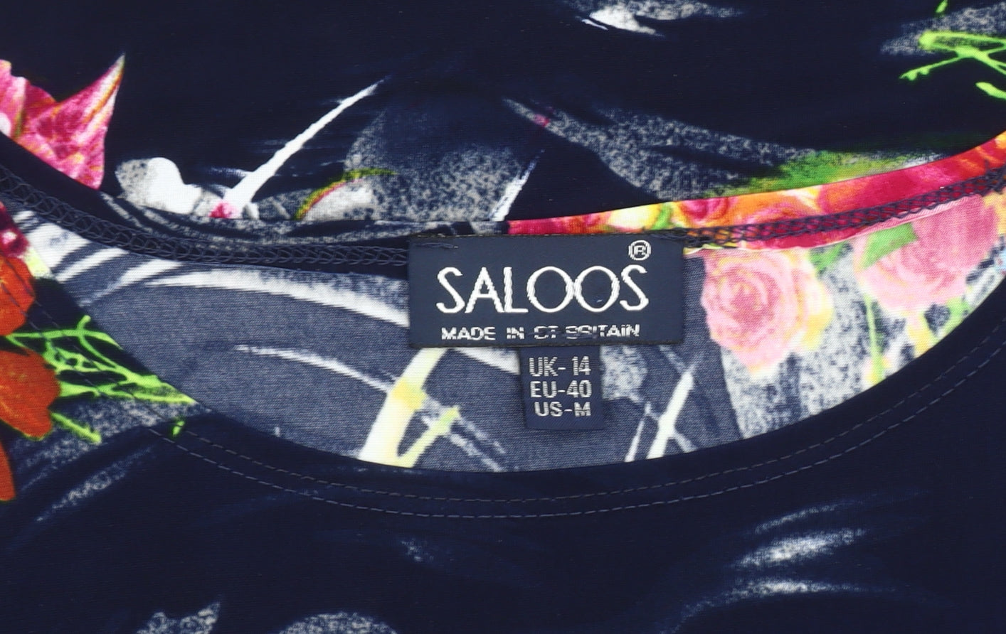 Womens UK Size 14 Saloos Multicoloured Basic Blouse