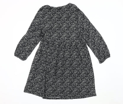Pull & Bear Women's M Black A-Line Floral Dress