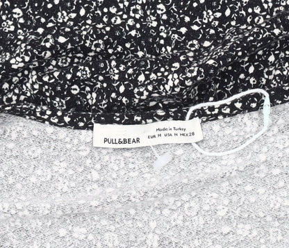 Pull & Bear Women's M Black A-Line Floral Dress