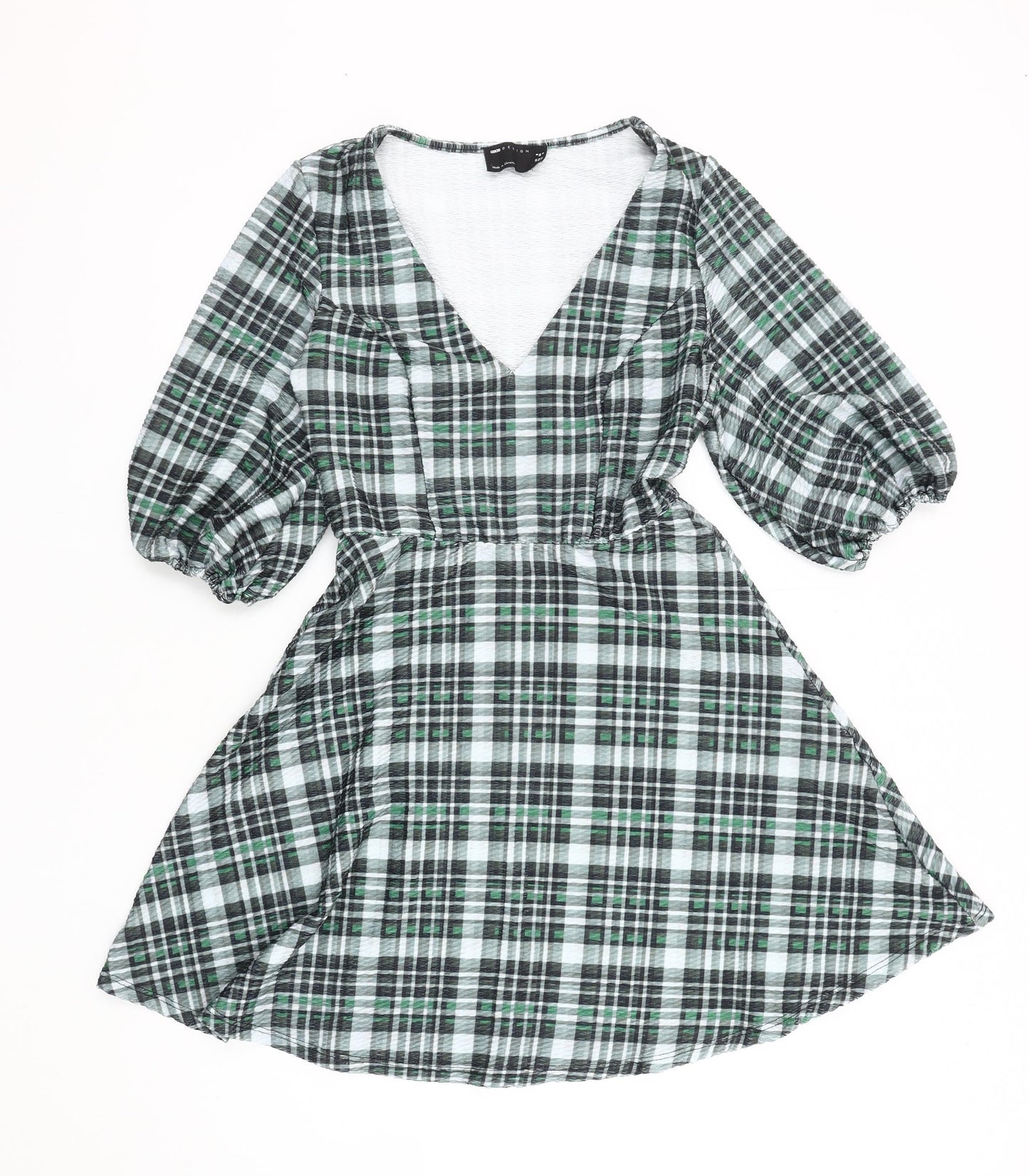 ASOS Design Women’s Multicoloured Plaid V-Neck Dress, Size 8