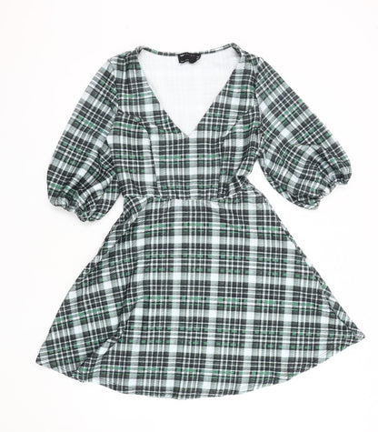 ASOS Design Women’s Multicoloured Plaid V-Neck Dress, Size 8