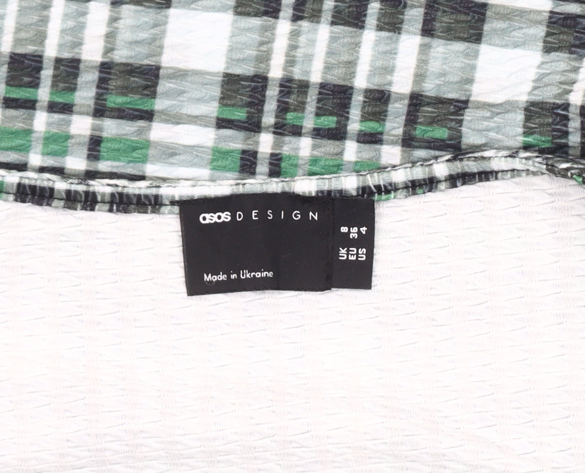 ASOS Design Women’s Multicoloured Plaid V-Neck Dress, Size 8