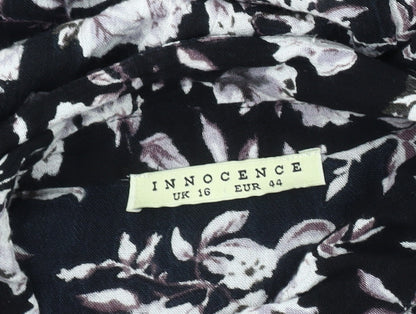 Innocence Women's Black Floral Shift Dress Size 16