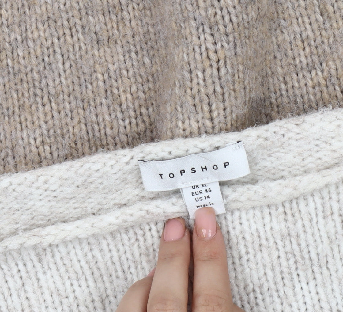 Womens UK Size XL Topshop Beige Pullover Jumper