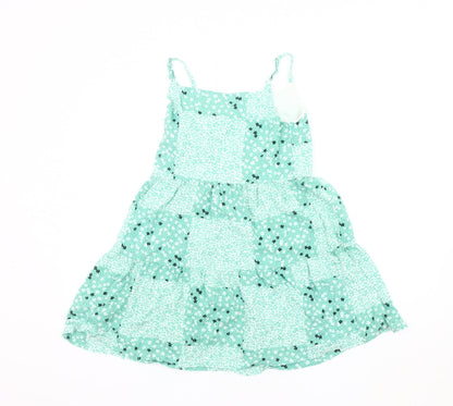 Marks and Spencer Girls Green Floral Pinafore Dress, 10-11 Years