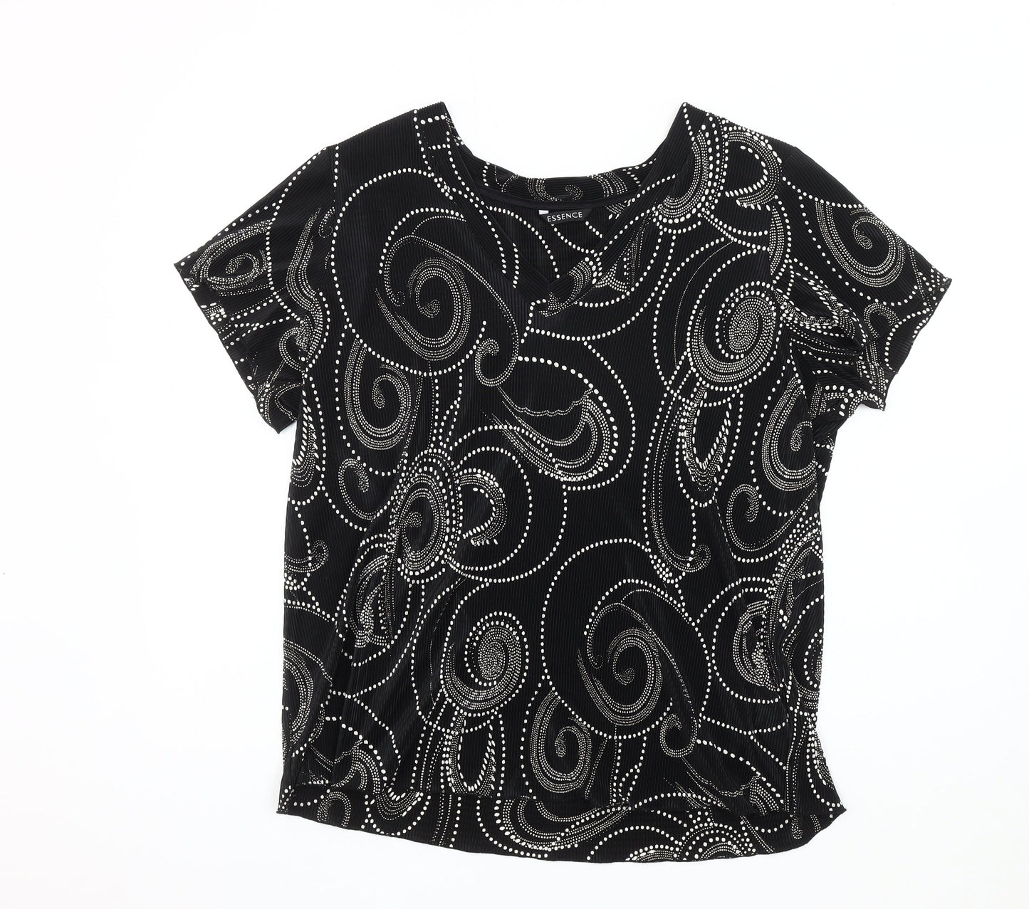 Evans Women's Black Geometric V-Neck Plus Top