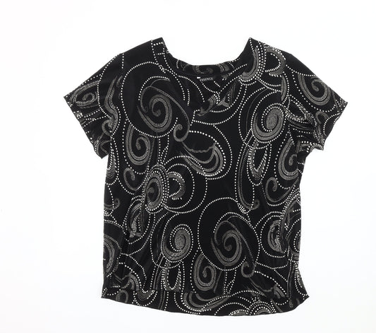 Evans Women's Black Geometric V-Neck Plus Top