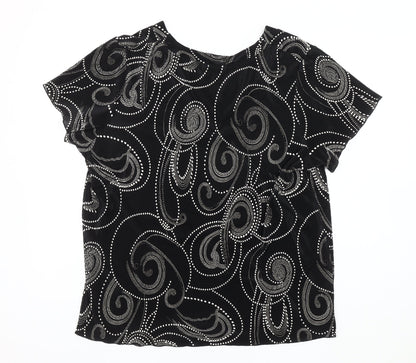 Evans Women's Black Geometric V-Neck Plus Top