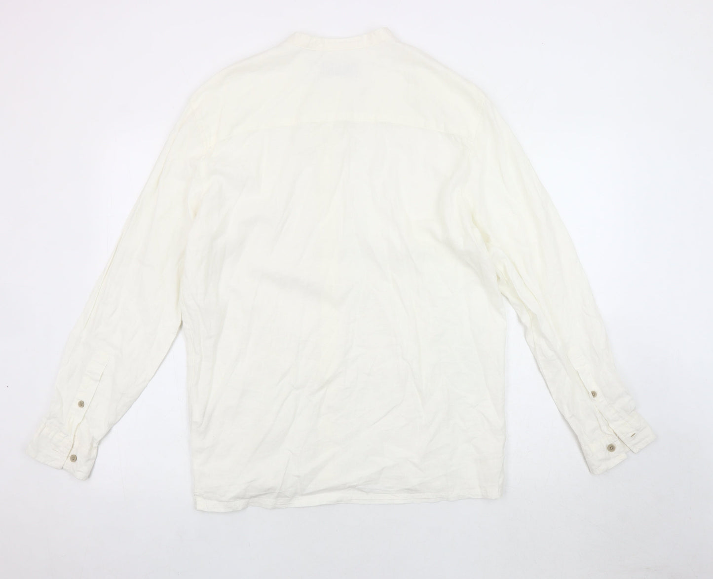 Bershka Women's White Relaxed Button-Up Shirt 10