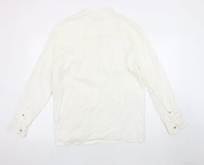 Bershka Women's White Relaxed Button-Up Shirt 10