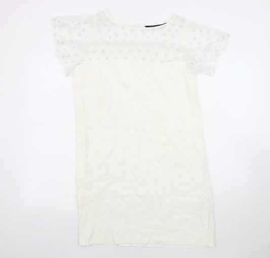 Zara Woman Ivory Shift Dress Women M Size 12