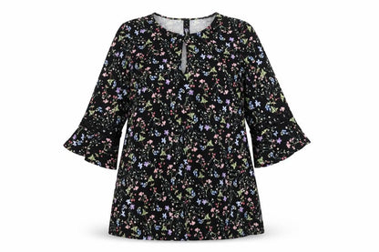 Simply Be Women's Black Floral Tunic Blouse Size 12