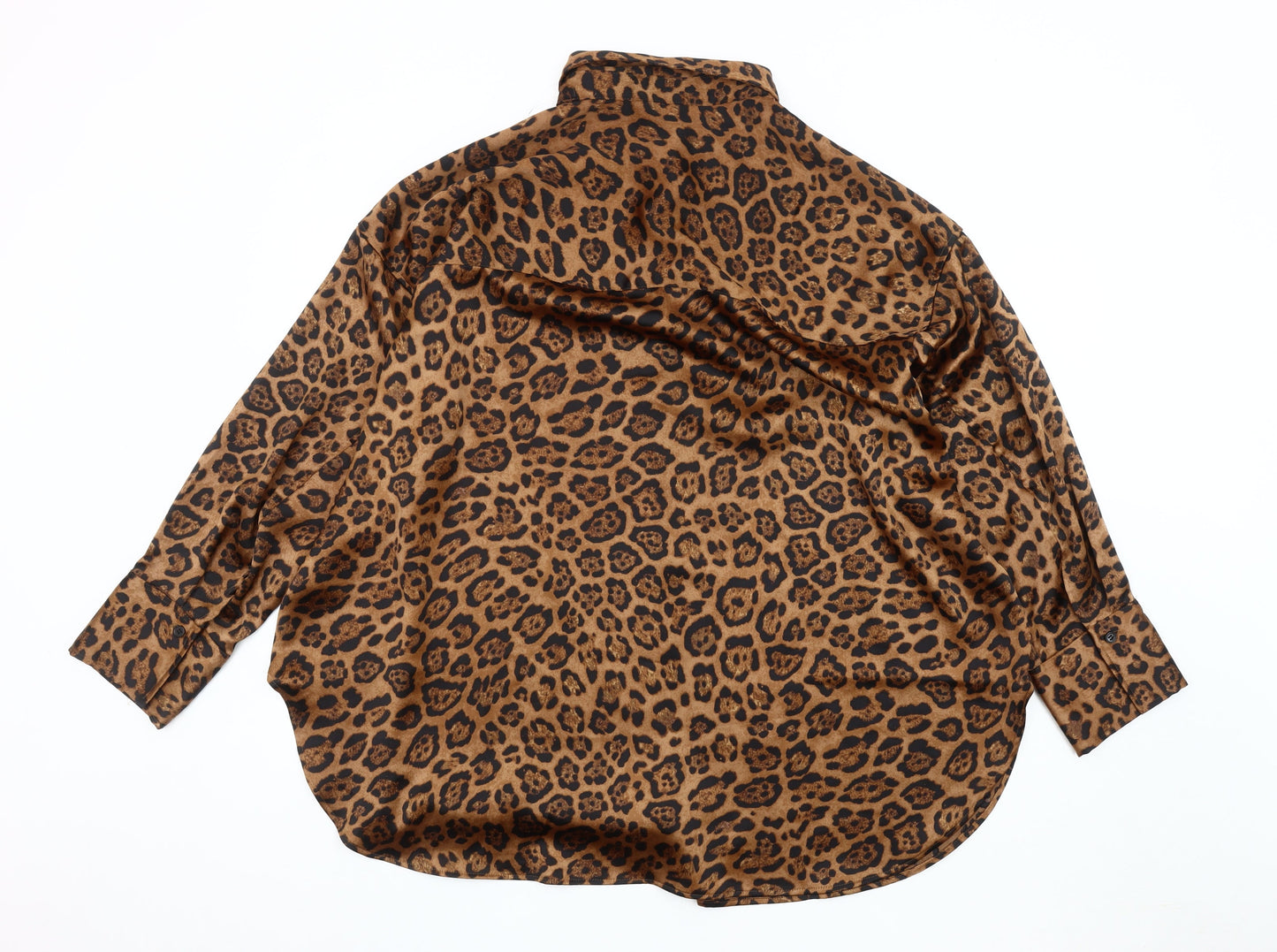 Womens UK Size L H&M Brown Basic Button-Up