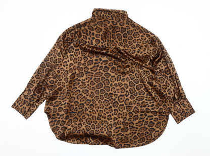 Womens UK Size L H&M Brown Basic Button-Up