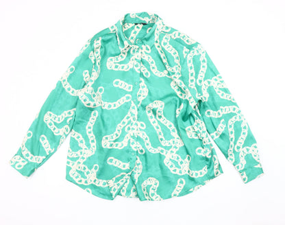 Womens UK Size 14 Et Vous Green Basic Button-Up