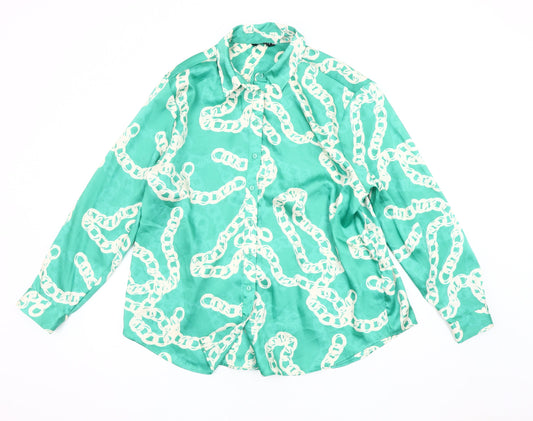Womens UK Size 14 Et Vous Green Basic Button-Up