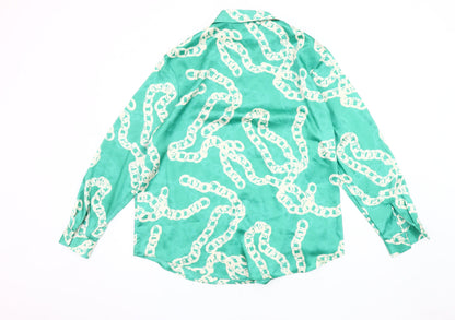 Womens UK Size 14 Et Vous Green Basic Button-Up