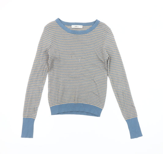 Womens UK Size 8 Zara Blue Pullover Jumper