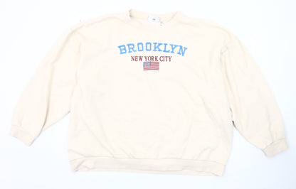 Daisy Street Women's Beige Graphic Logo Sweatshirt Size 22