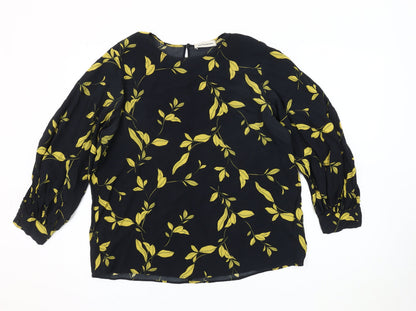Marks & Spencer Women's Black Floral Viscose Tunic Blouse, Size 18