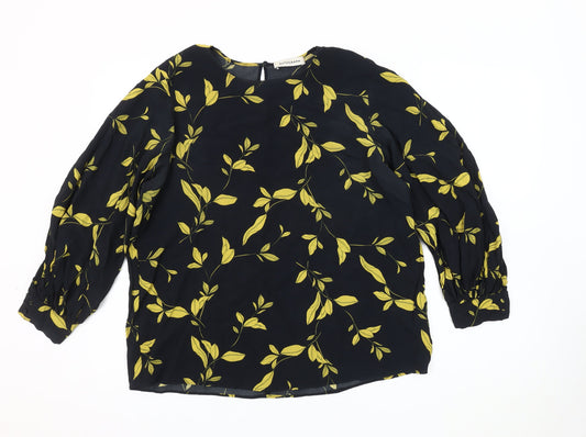 Marks & Spencer Women's Black Floral Viscose Tunic Blouse, Size 18