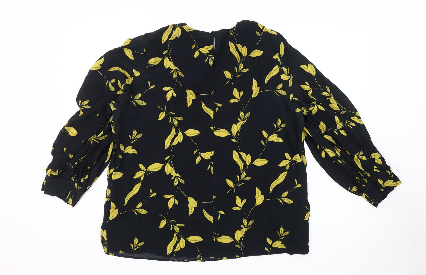 Marks & Spencer Women's Black Floral Viscose Tunic Blouse, Size 18