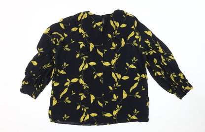 Marks & Spencer Women's Black Floral Viscose Tunic Blouse, Size 18