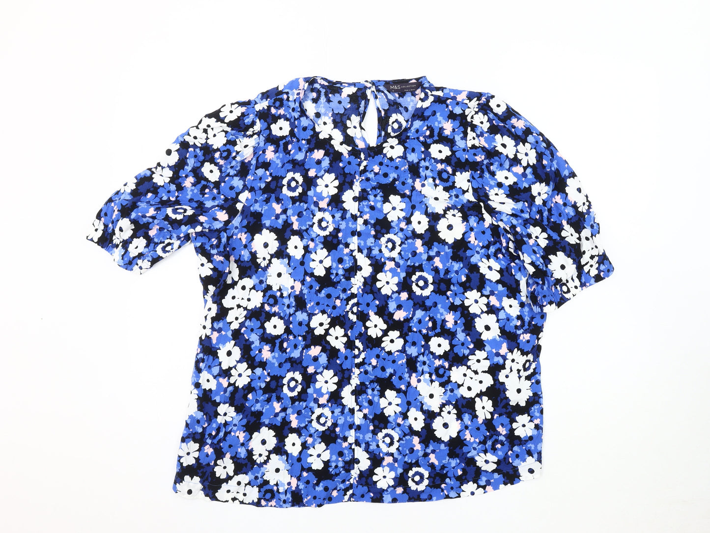 Womens UK Size 12 Marks and Spencer Blue Basic Blouse