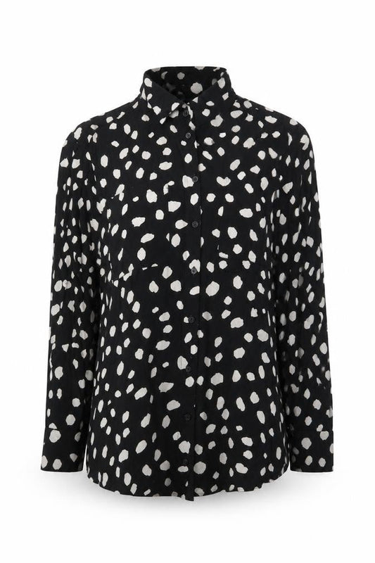 Collusion Women Black Animal Print Collared Shirt Size 8