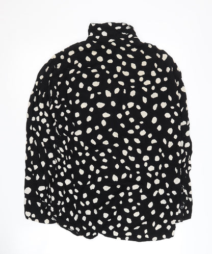 Collusion Women Black Animal Print Collared Shirt Size 8