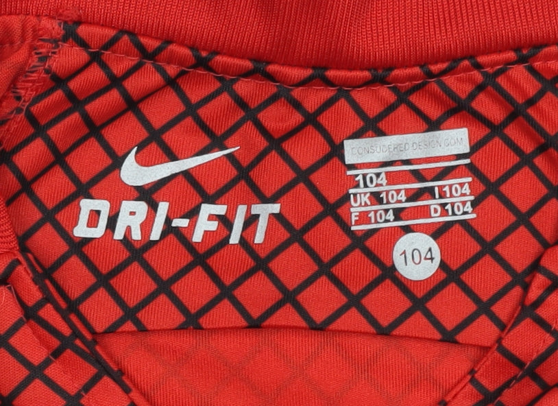 Nike Boys Red Football Jersey Size 104 - Breathable & Sporty