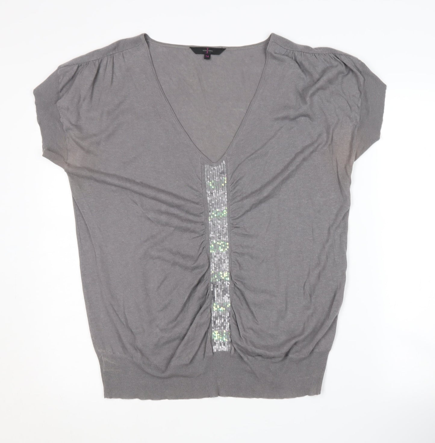 Jasper Conran Women's Grey Pullover Jumper, Size 14, Sequin Accent