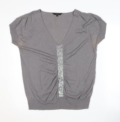Jasper Conran Women's Grey Pullover Jumper, Size 14, Sequin Accent