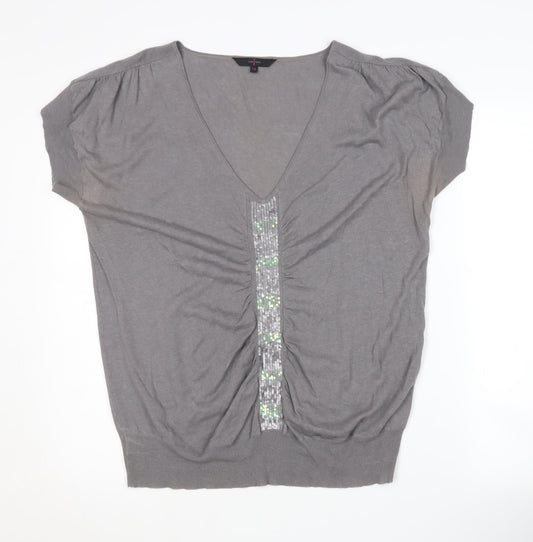 Jasper Conran Women's Grey Pullover Jumper, Size 14, Sequin Accent