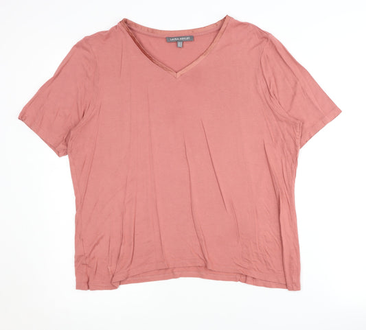 Womens UK Size 16 Laura Ashley Pink Basic T-Shirt