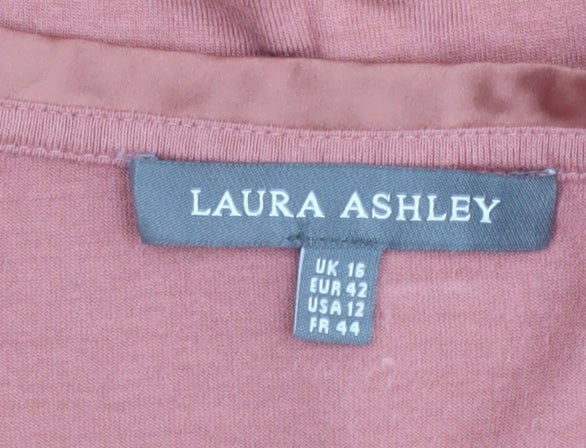 Womens UK Size 16 Laura Ashley Pink Basic T-Shirt