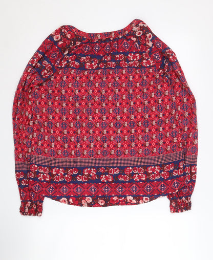 Monsoon Women's Red Geometric Tunic Blouse - Size M