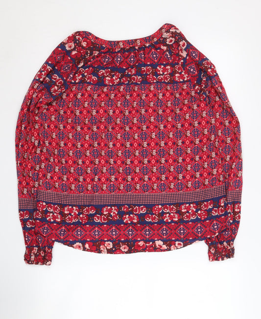 Monsoon Women's Red Geometric Tunic Blouse - Size M