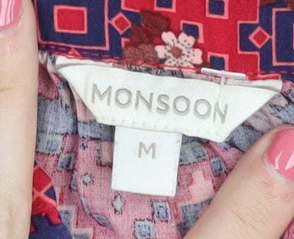 Monsoon Women's Red Geometric Tunic Blouse - Size M