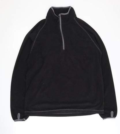 Site Women's Black Fleece Sweatshirt L 1/2 Zip Casual